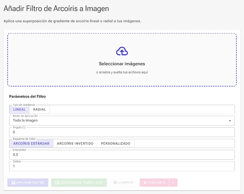 Abre la herramienta de filtro de arcoíris