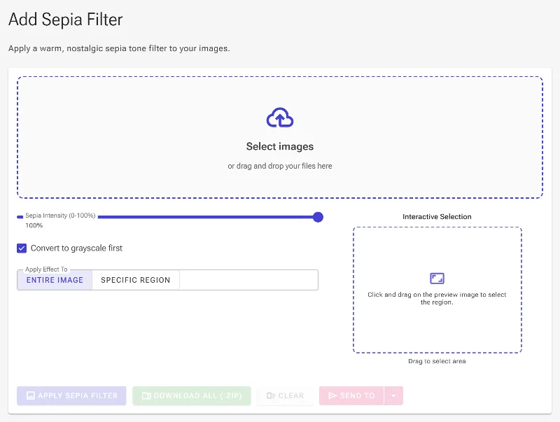 Open the Sepia Filter Tool