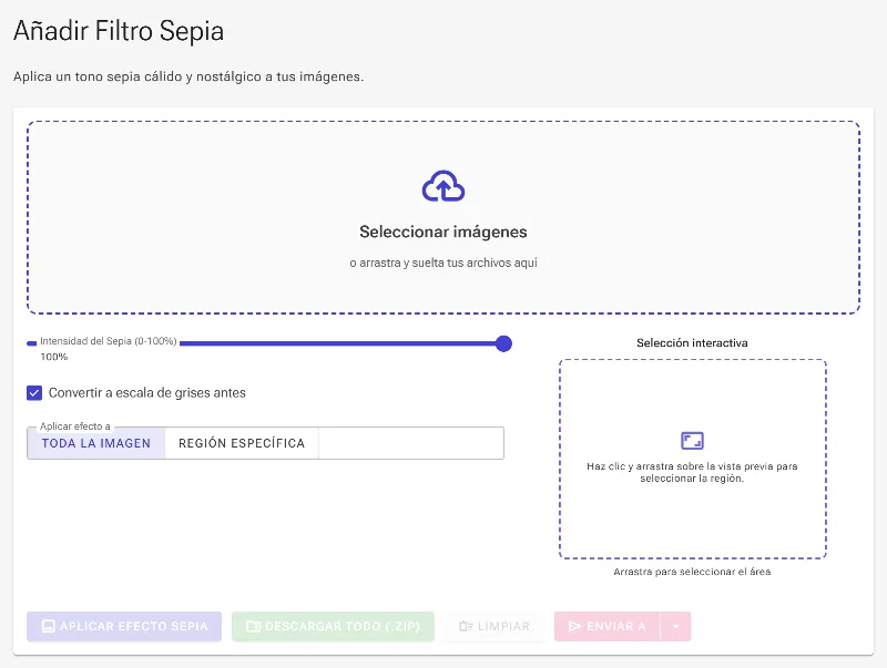 Abre la herramienta de filtro sepia