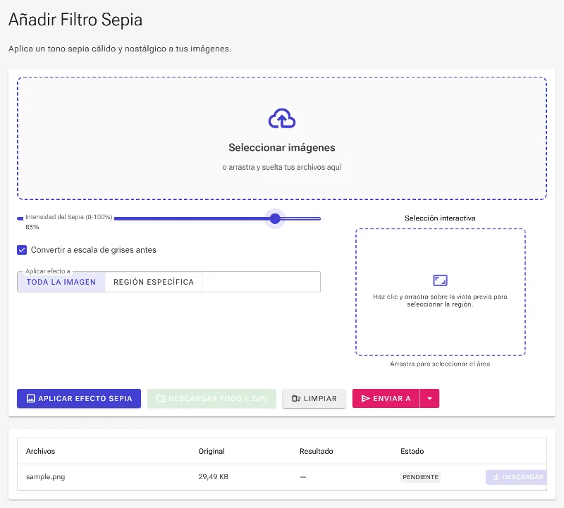 Ajusta la intensidad del filtro