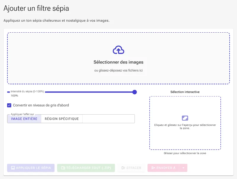 Ouvrez l'outil de filtre sépia