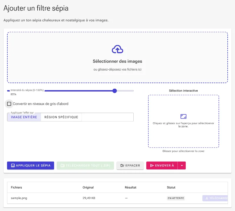Configurez la pré-conversion en niveaux de gris
