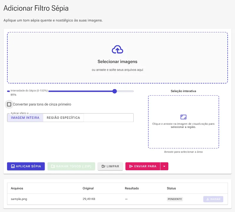Configure a pré-conversão para tons de cinza