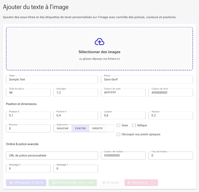 Lancer l'outil d'ajout de texte