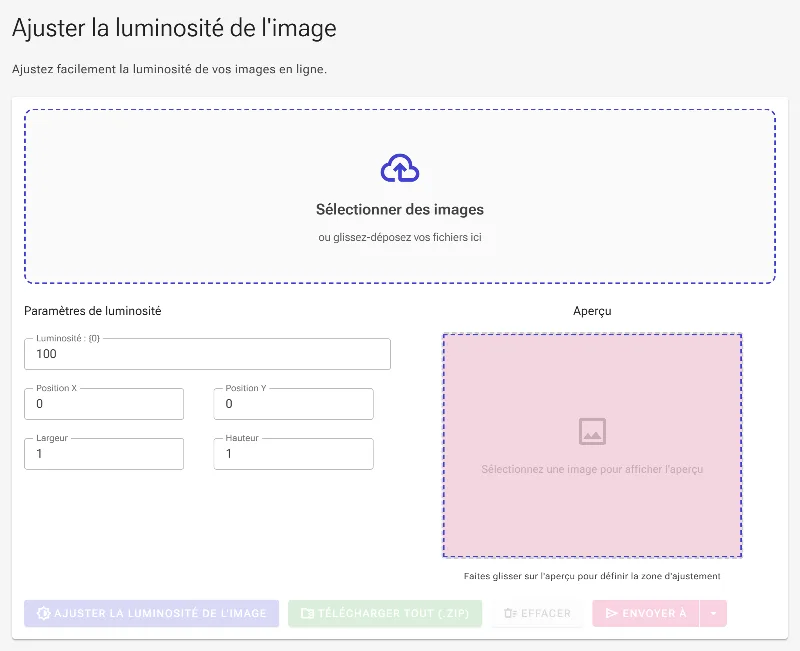 Ouvrir l'outil d'ajustement de la luminosité