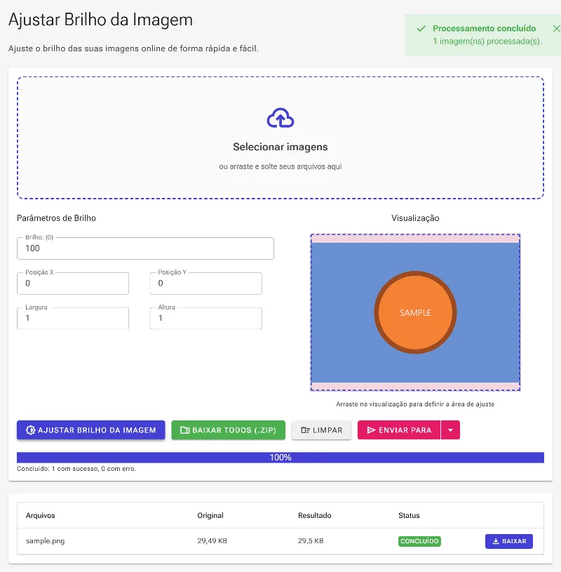 Processe e baixe o resultado