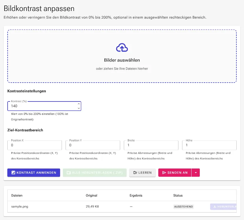 Passen Sie den Kontrastwert an
