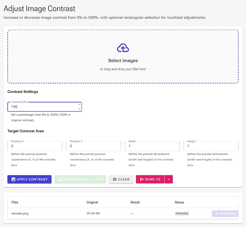 Adjust the contrast percentage