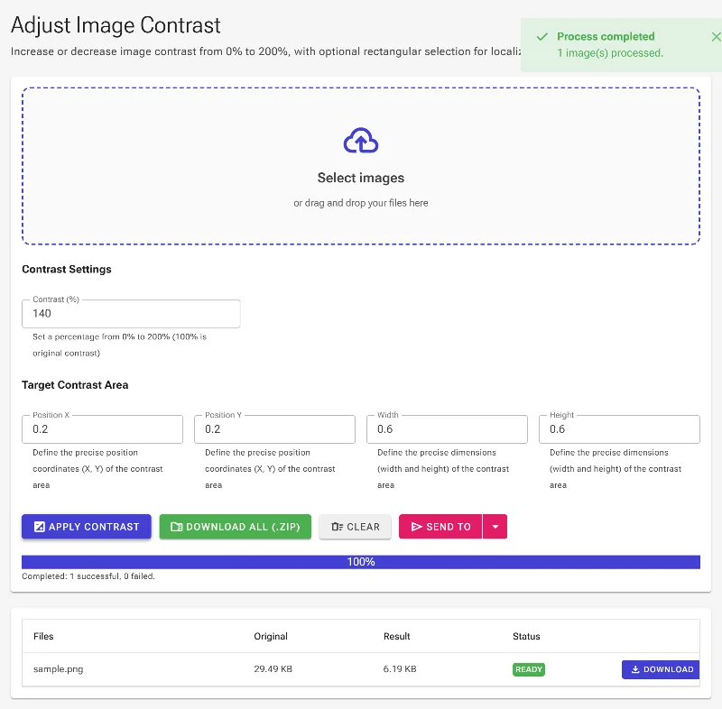 Apply contrast and download your image
