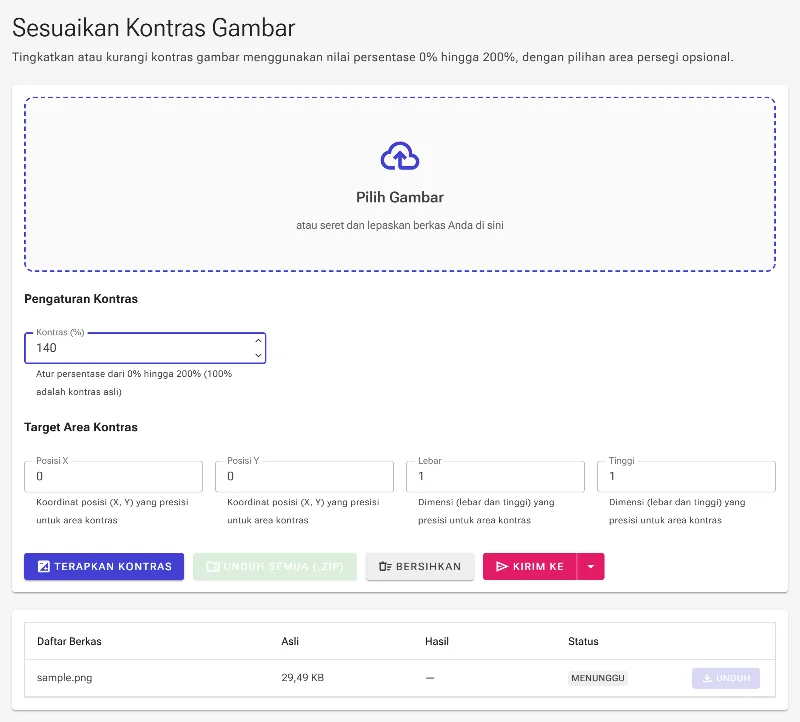 Atur persentase kontras