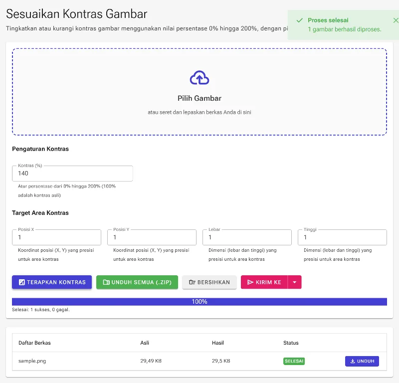 Terapkan kontras dan unduh gambar Anda