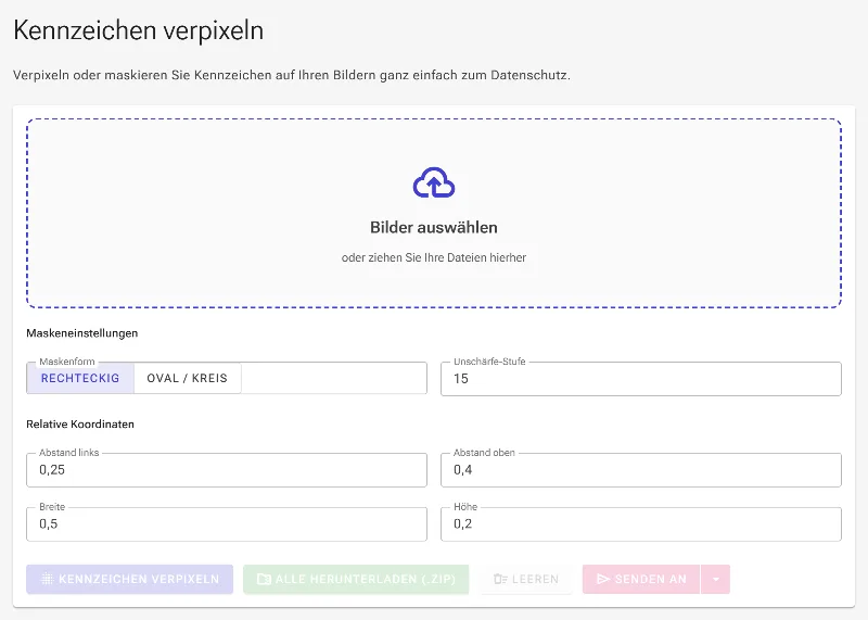 Öffnen Sie das Tool zum Unkenntlichmachen von Kennzeichen