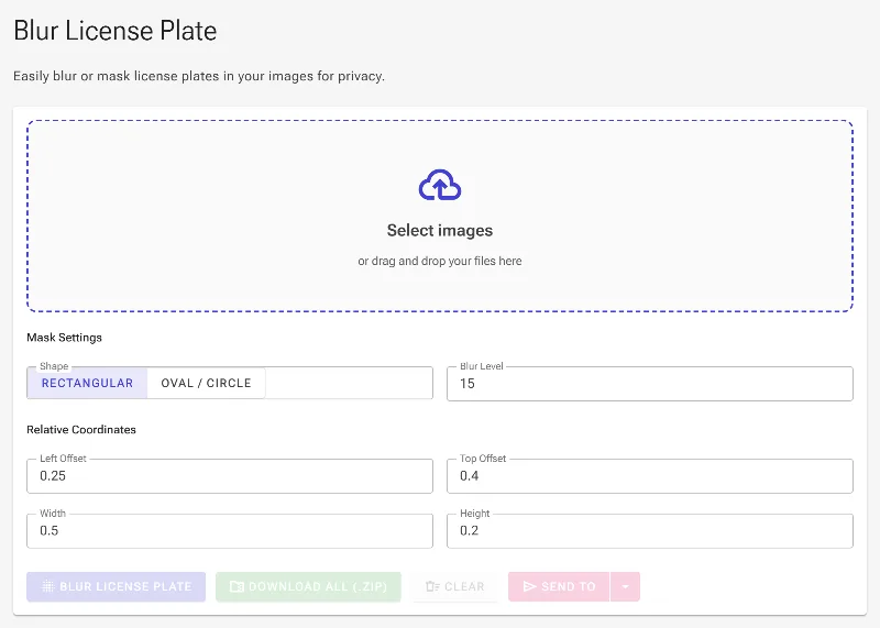 Open the license plate blur tool
