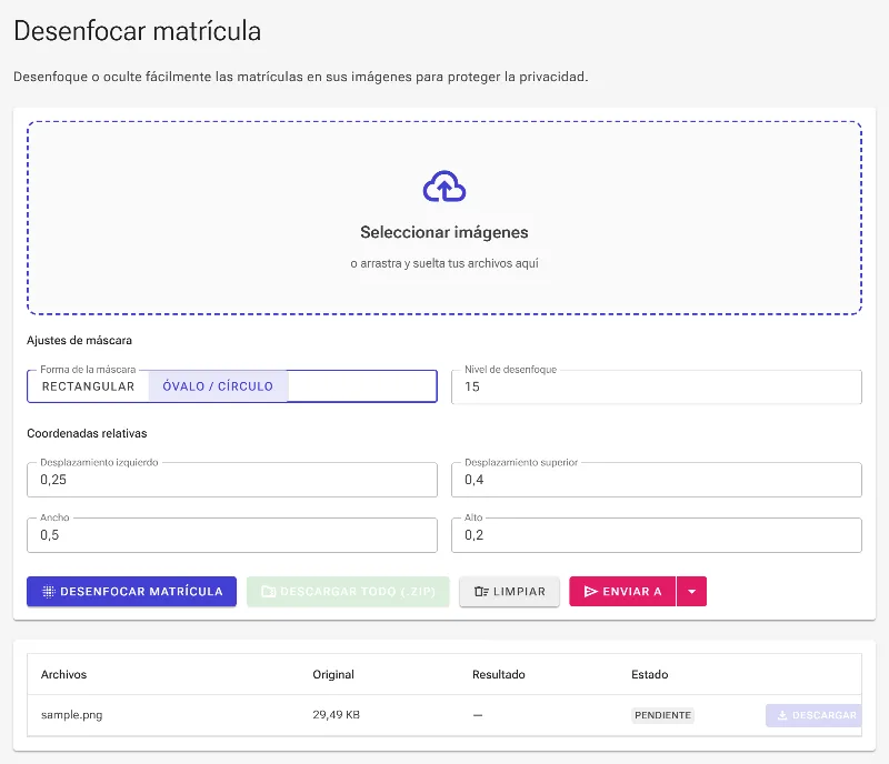 Elige la forma de la máscara de desenfoque