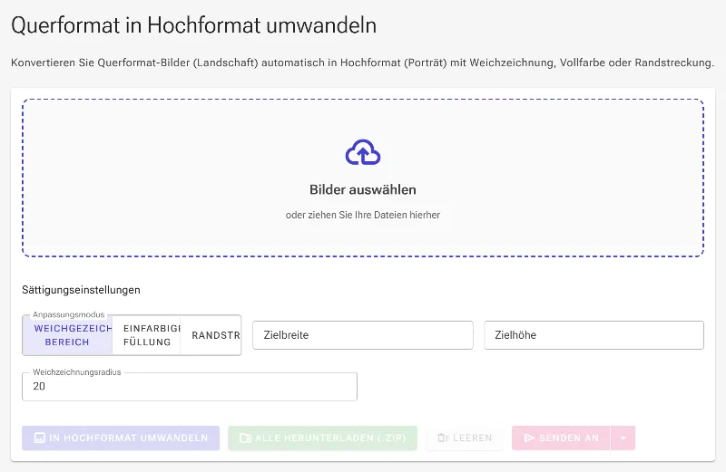 Öffne den Konverter für vertikale Formate