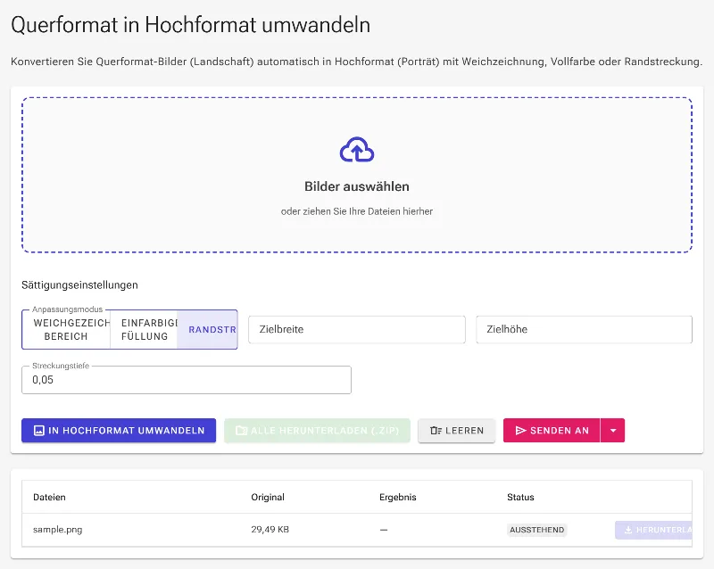 Vertikale Ränder dehnen