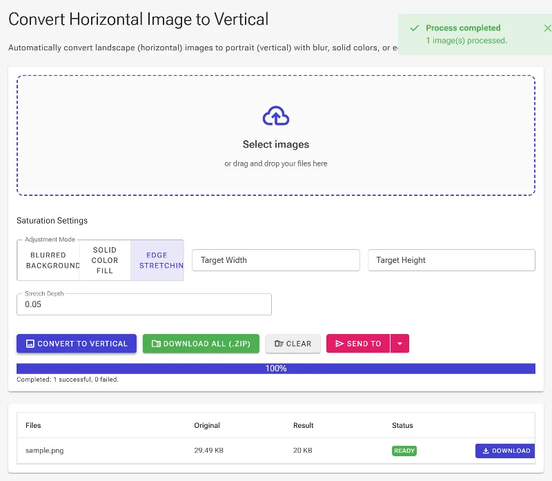 Generate and save vertical image