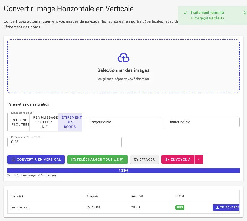 Générez et enregistrez votre image verticale