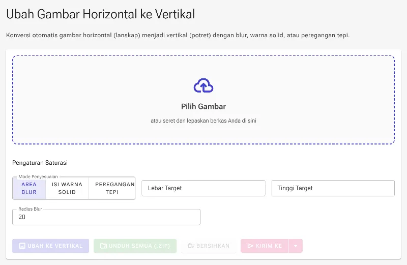 Buka alat konverter kanvas vertikal