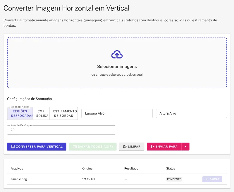 Faça o upload da sua foto horizontal