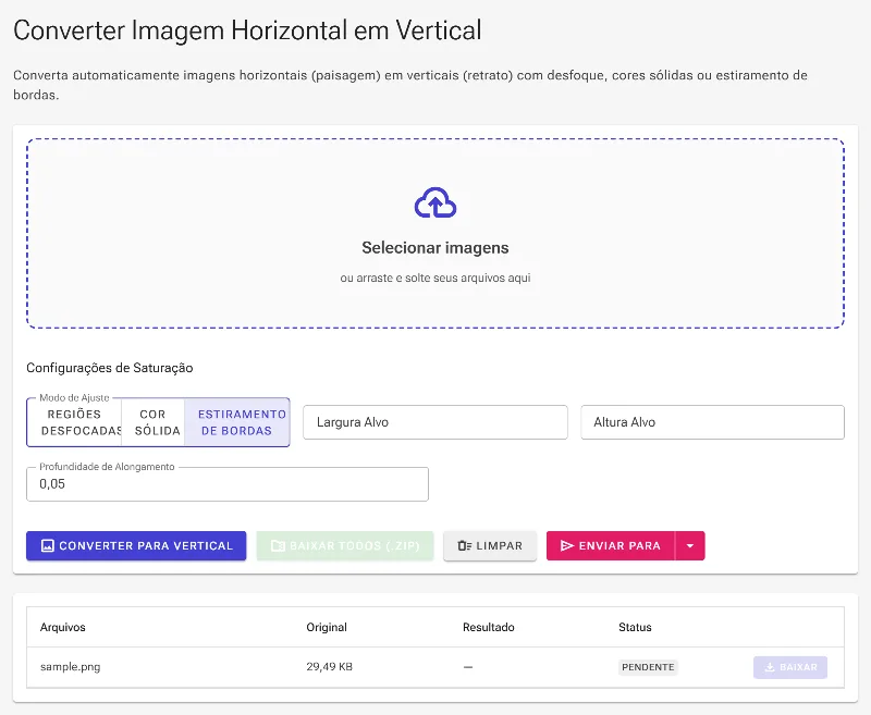 Aplique o estiramento das bordas verticais