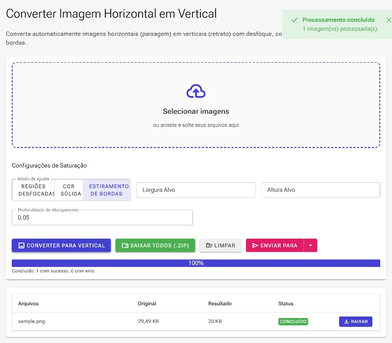 Gere e salve a imagem vertical