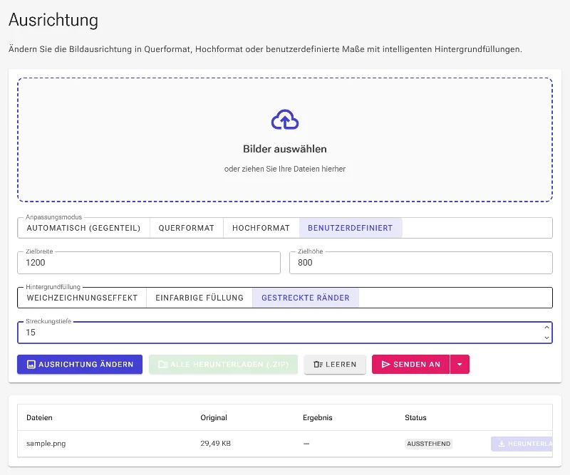 Konfiguriere das Strecken der Ränder