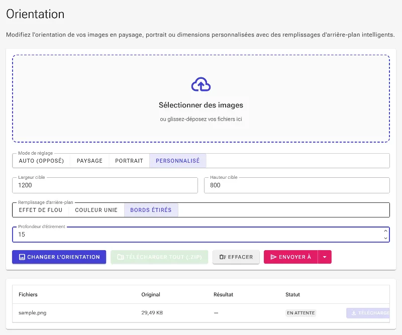 Configurez l'extension par étirement des bords