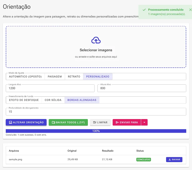 Processe e transfira a sua imagem