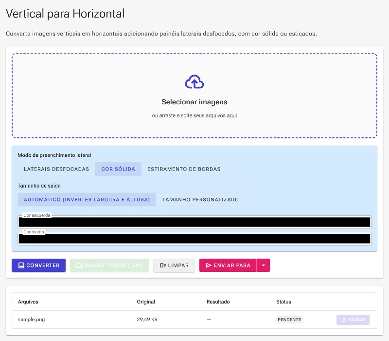Selecione colunas de cor sólida