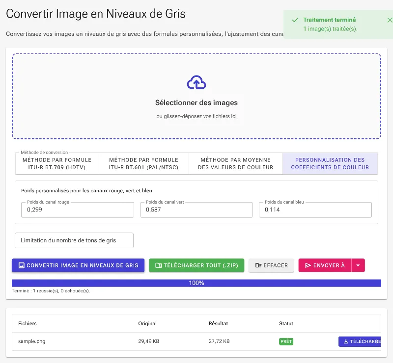 Appliquer la conversion et enregistrer votre image
