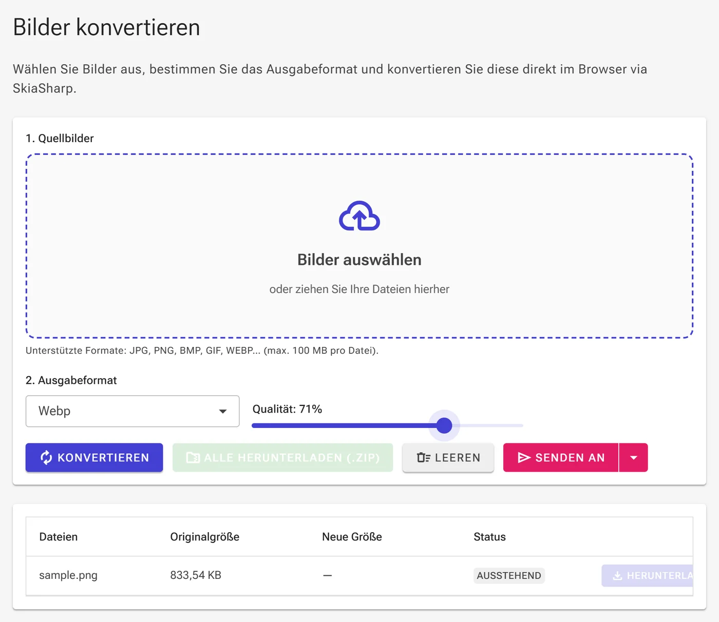 WebP-Qualität anpassen