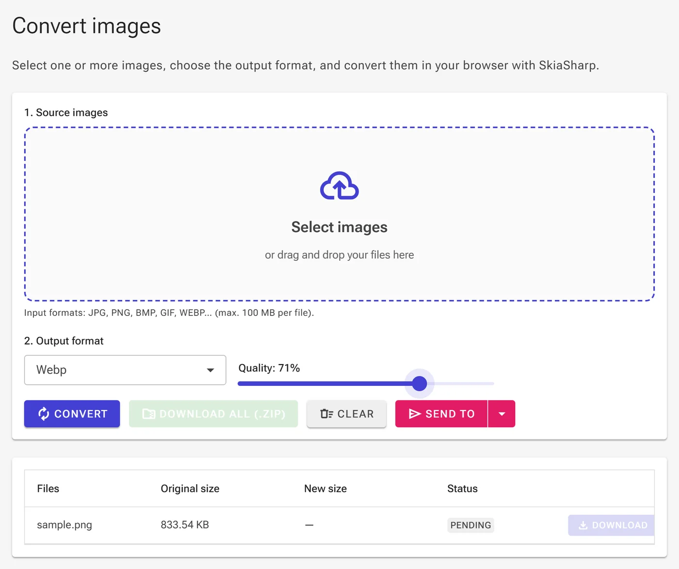 Adjust WebP quality