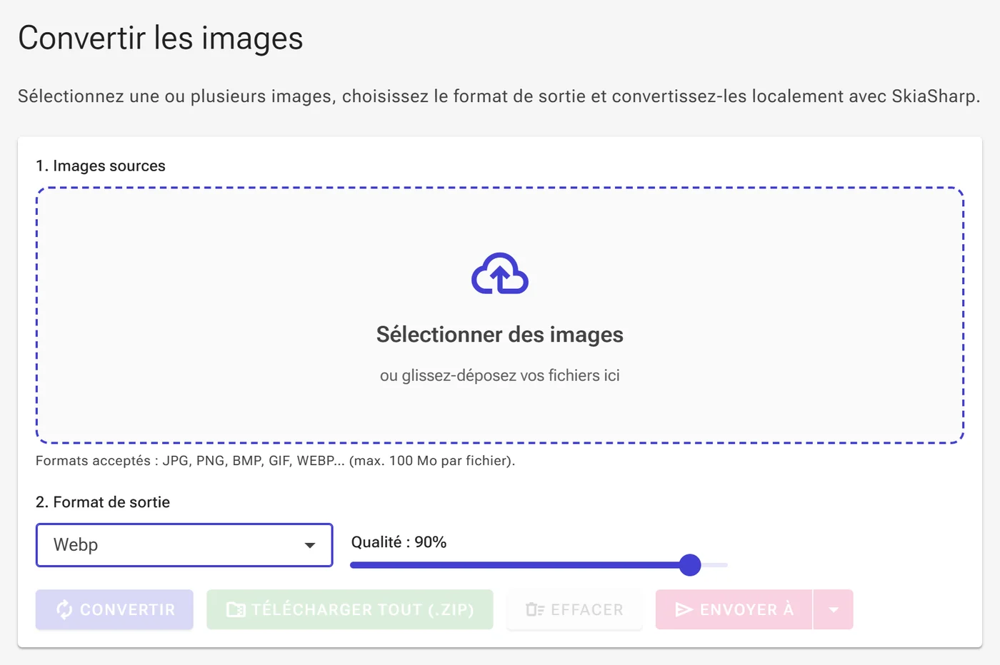 Sélectionner ou glisser les fichiers PNG