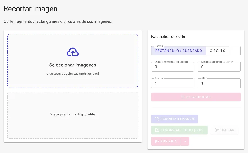 Abre la herramienta de Corte de Imágenes