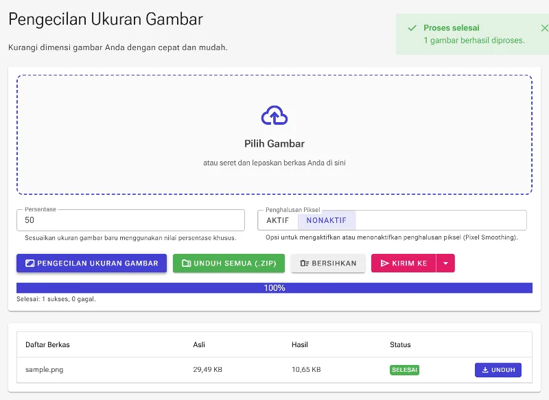 Proses dan simpan output Anda