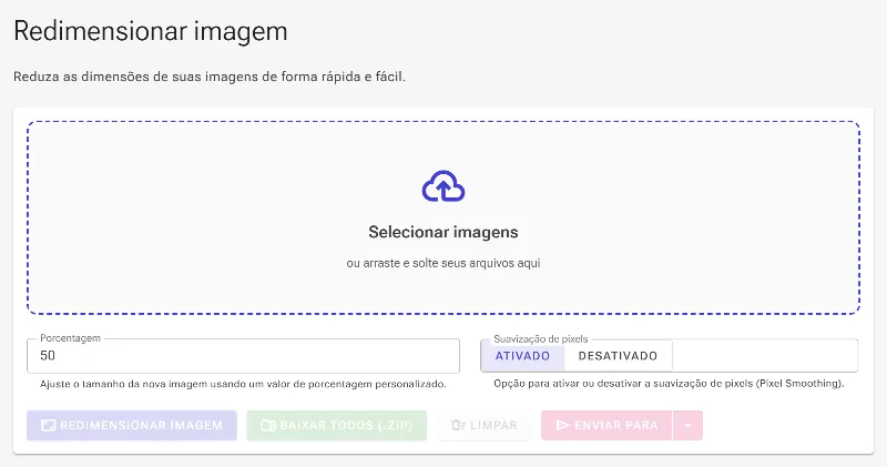 Abra a ferramenta de redução de imagens