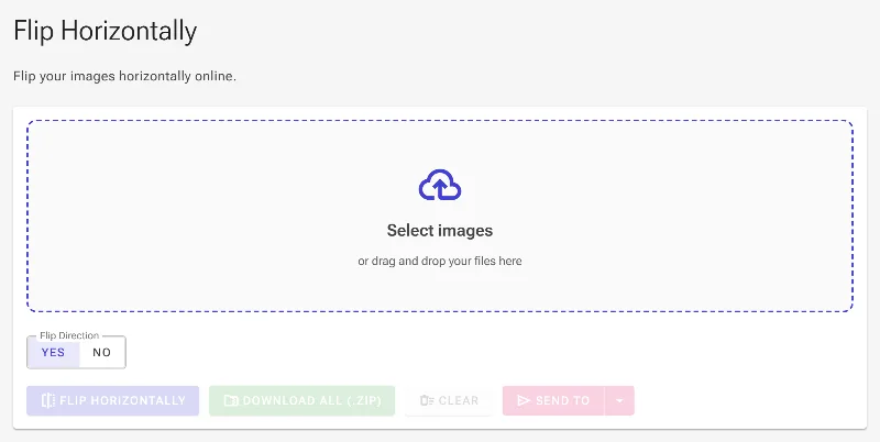 Open the horizontal image flipper