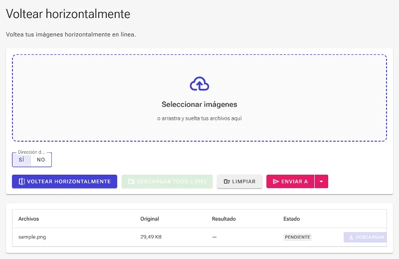 Configura la dirección del volteo