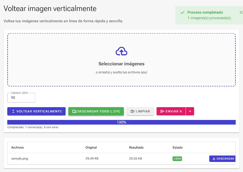 Descarga tus imágenes volteadas