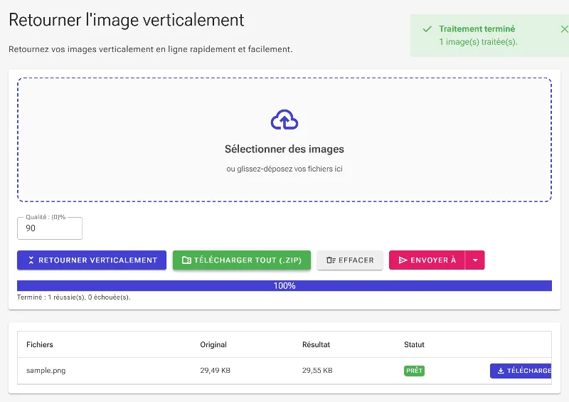 Téléchargez vos images retournées