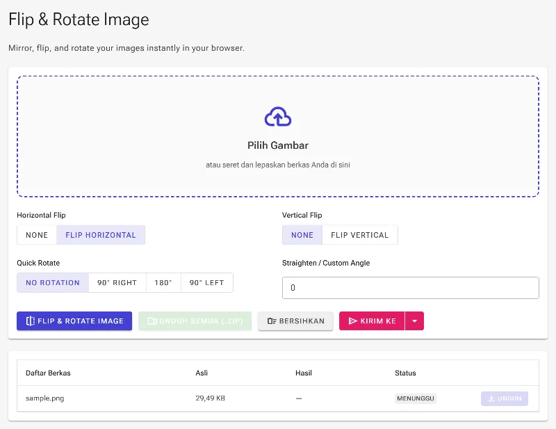 Mencerminkan secara horizontal atau vertikal