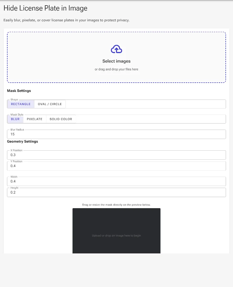 Open the license plate tool
