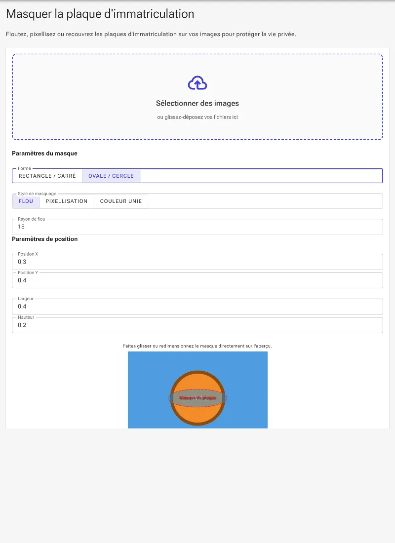 Sélectionnez la forme du masque