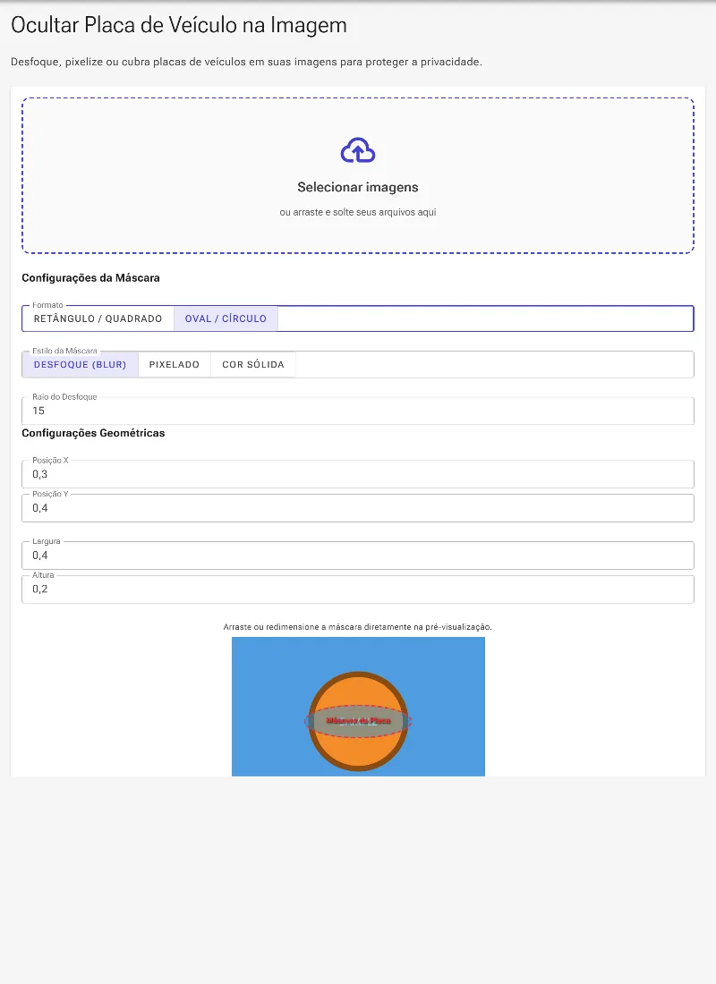 Selecione o formato da máscara