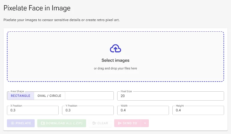 Open the face pixelation tool