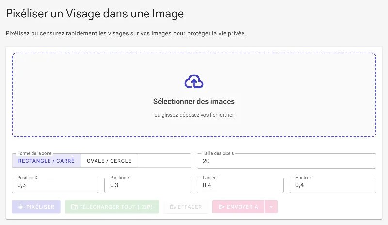 Ouvrir l'outil de pixellisation de visage