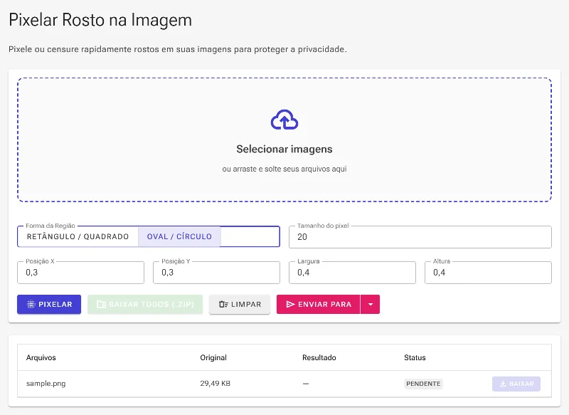 Escolha um formato retangular ou oval