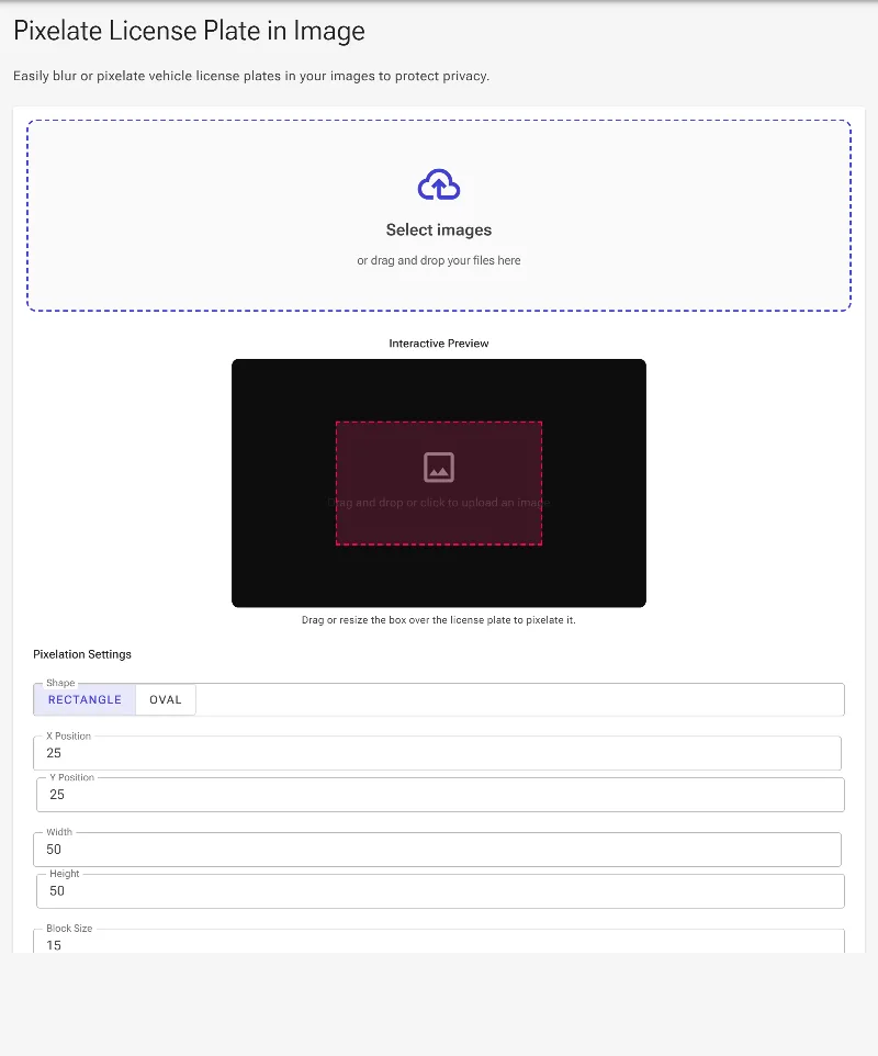 Open the license plate pixelation tool