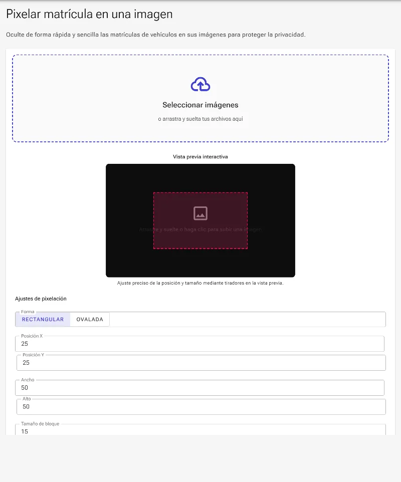 Abre la herramienta de pixelado de matrículas